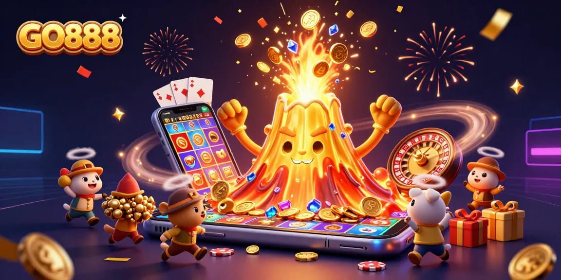 Spin to win at GO888 with vibrant treasures erupting and thrilling game elements!