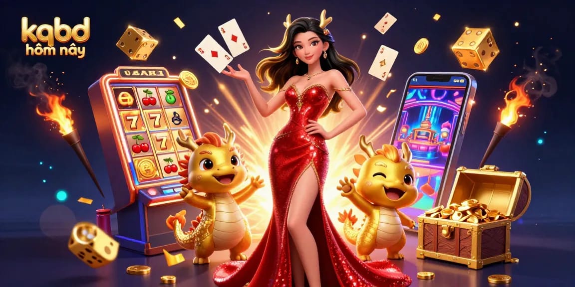 Experience kqbd hôm nay in a vibrant casino scene with stunning characters, dynamic game elements, and captivating atmosphere.
