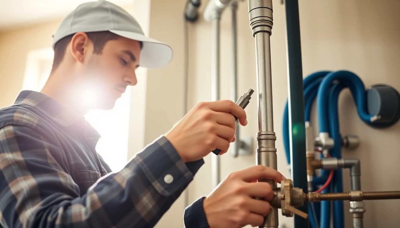 Find a reliable plumber near me fixing pipes in a modern home.