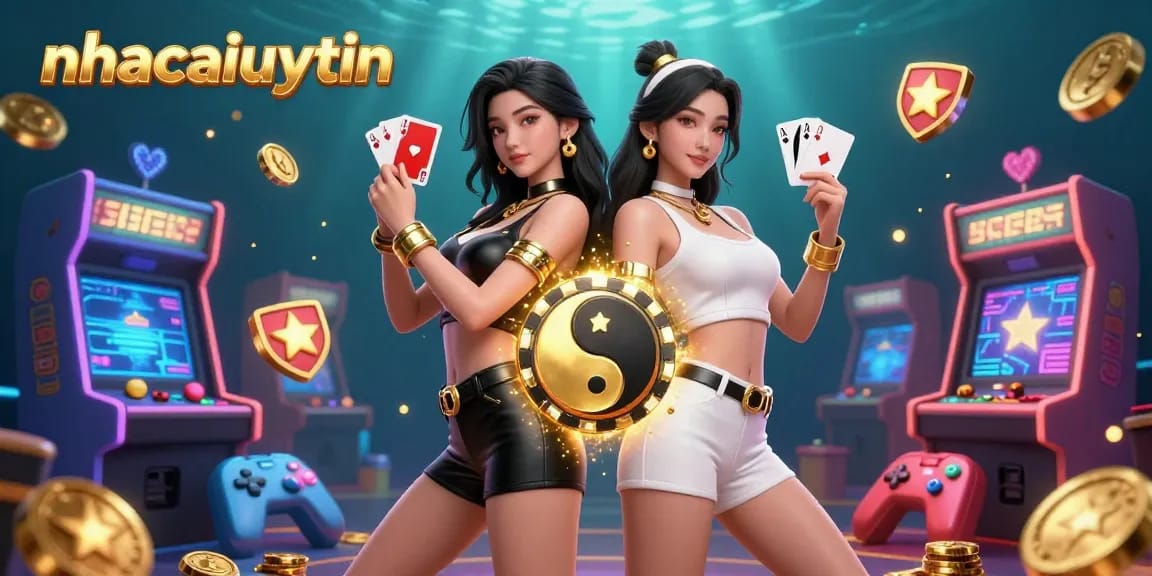 Play thrilling games with top brands at nhacaiuytin, featuring stylish Asian women posing as gamblers.