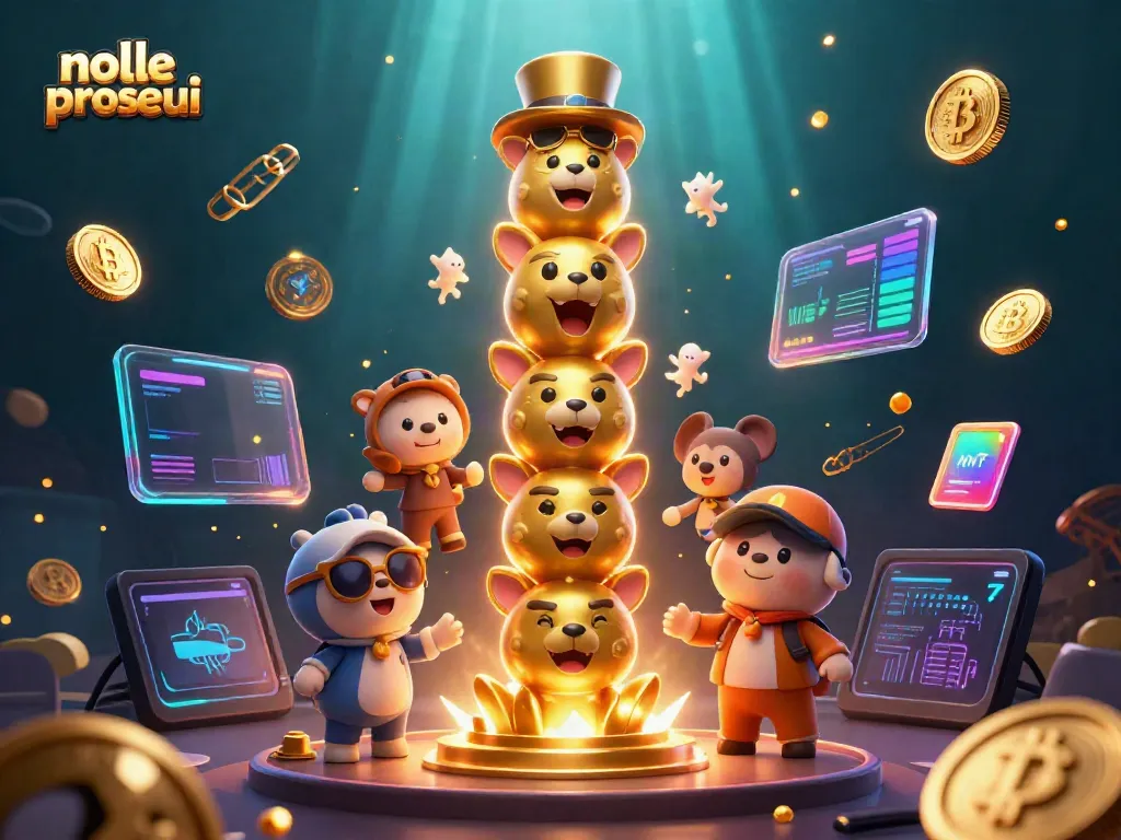 Engage with nolle prosequi through dynamic representations of crypto-themed casino elements and vibrant totem art.