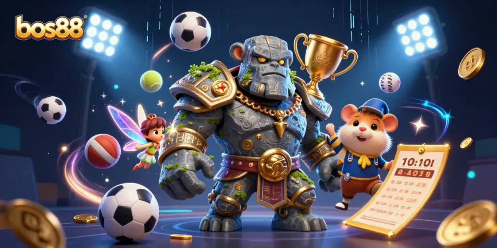 Experience exciting wins with bos88 through vibrant 3D gambling adventures showcasing fantasy and sports.