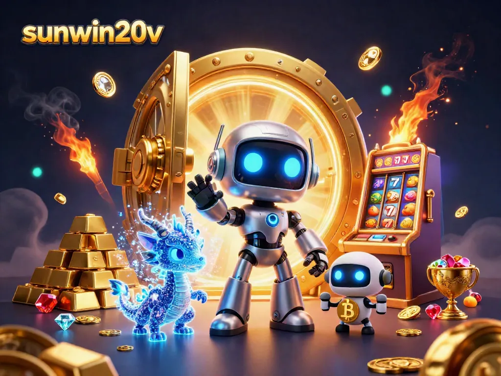 Experience the thrill of sunwin20v with vibrant casino game elements and characters in a captivating 3D scene.