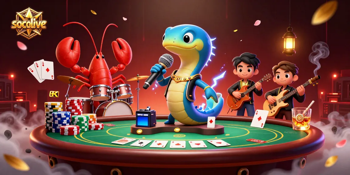Experience socolive with a lively underwater casino scene featuring an electric eel DJ and poker elements.