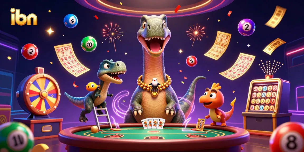 Witness how ibn enhances the gaming experience with a playful casino scene featuring adorable dinosaur characters.